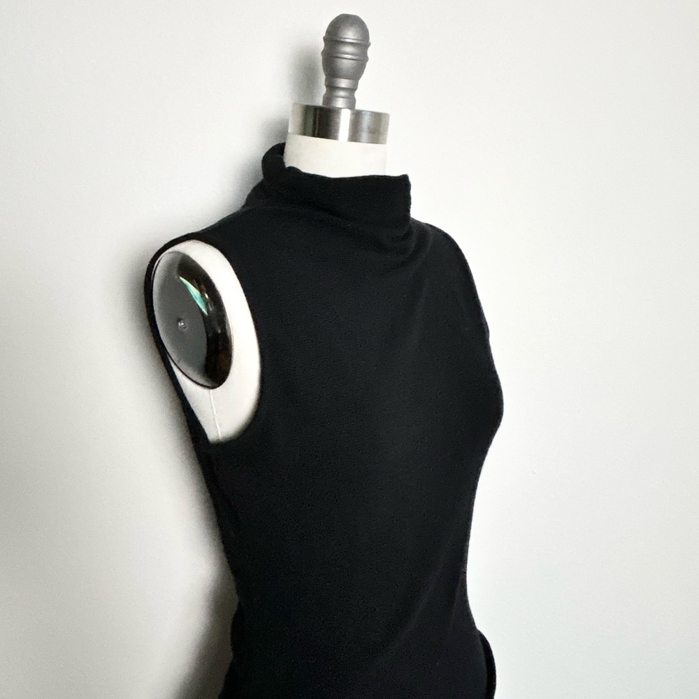Michael Stars Minimalist Capsule Turtle Neck Black Knit Fitted Midi Dress Size S